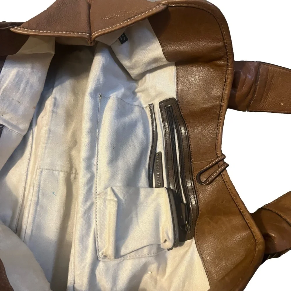 Gianni Bini Brown‎ Genuine Leather Purse Shoulder Bag Tote Hobo Satchel